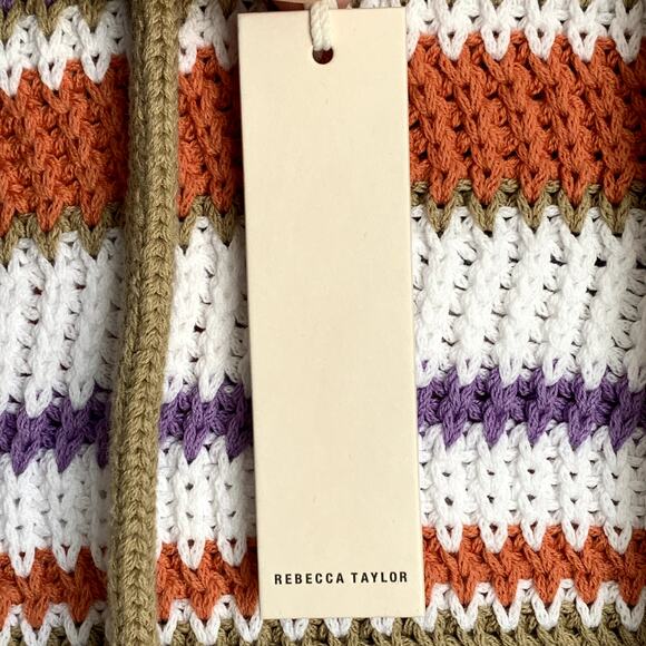 NWT Rebecca Taylor Sz M Knit Sweatshirt Hoodie Beach Coastal Layer Crochet - Picture 13 of 15